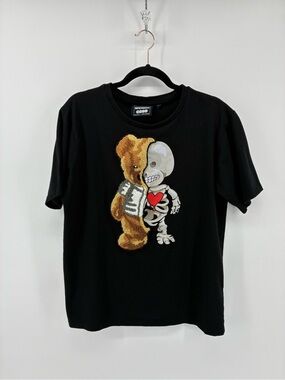 Black Teddy-Skeleton Graphic Short Sleeve Tee